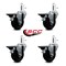 Service Caster 3.5'' Soft Rubber Wheel Swivel 7/16'' Grip Ring Stem Caster Set with Brake, 4PK SCC-GR20S3514-SRS-PLB-716138-4 - alternate 4